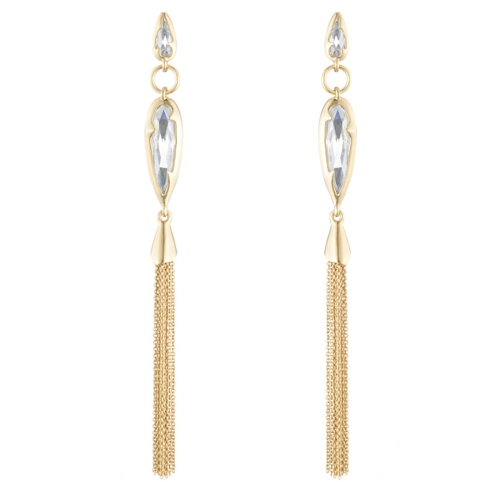 Crystal Encrusted Dangling Post Lucite Earring